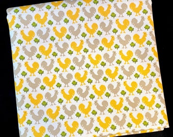 Vintage Hahn-Stoff, Hühnermaterial, Polsterung, Vorhänge, Vorhänge, 1960er Jahre kitschiges Dekor, rustikale Landküche