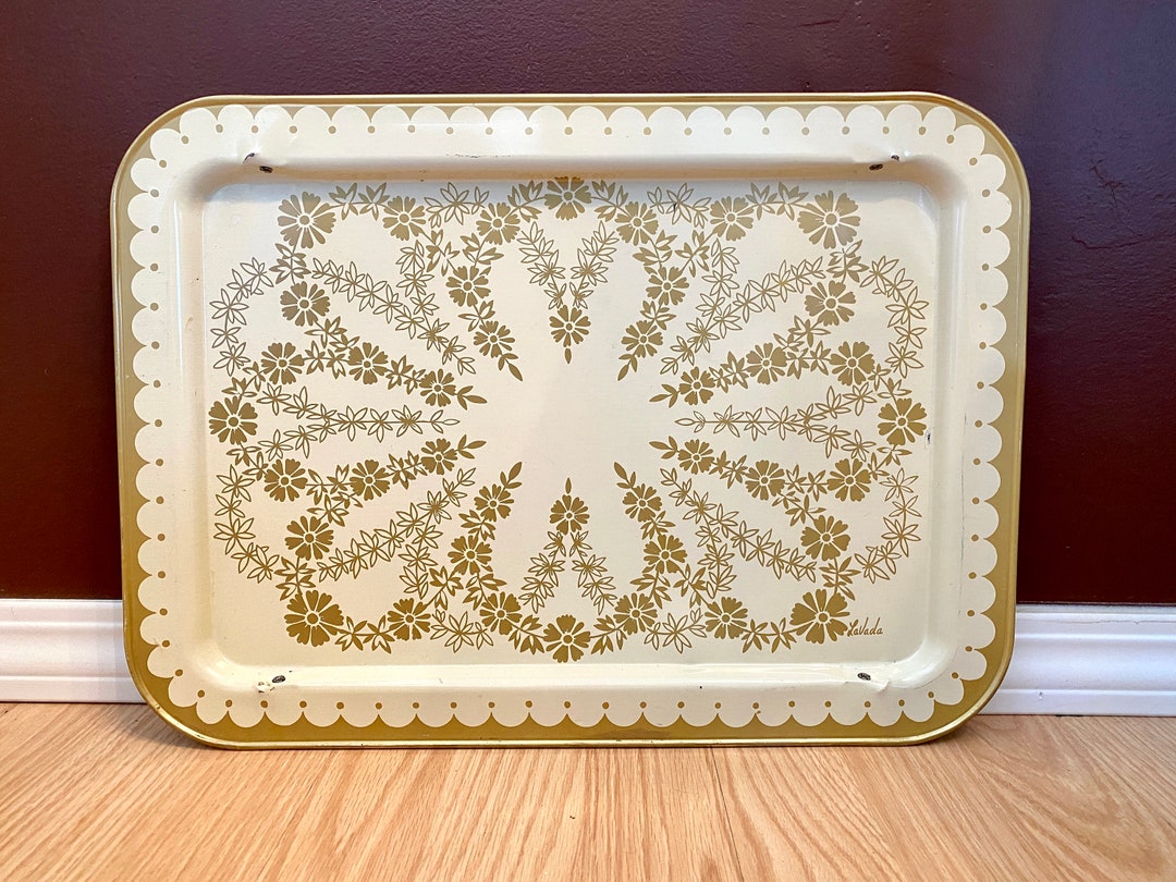 Vintage TV Tray, Lavada Metal Lap Style, 1960's Floral, Hollywood