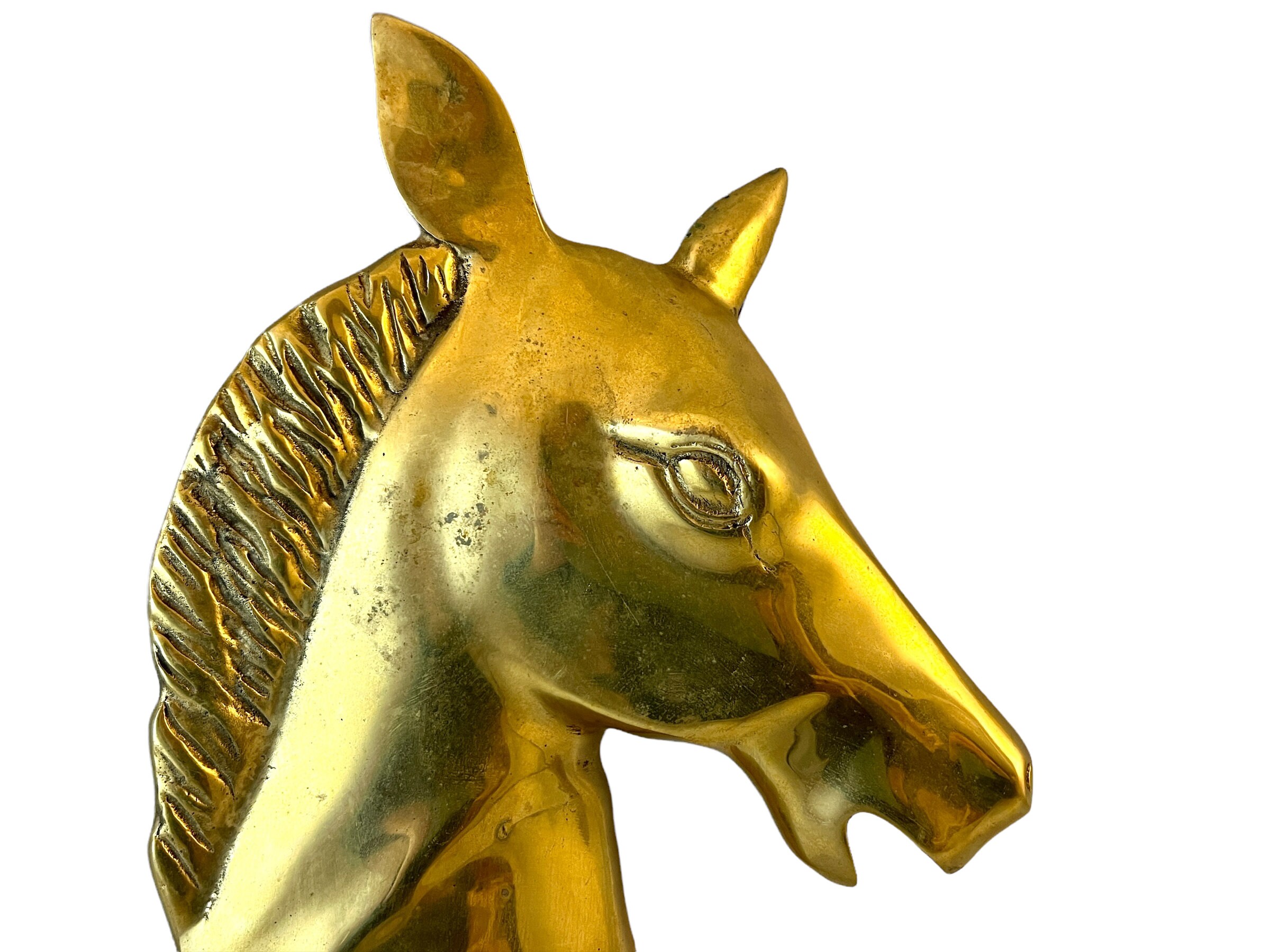 Vintage Brass Horse Head Wall Hanging Large Dimensional Etsy