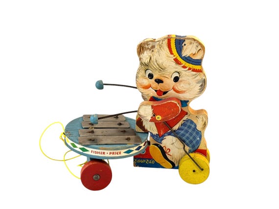 Vintage Fisher Price Ziggy Zilo, Musical Puppy Dog Xylophone Pull