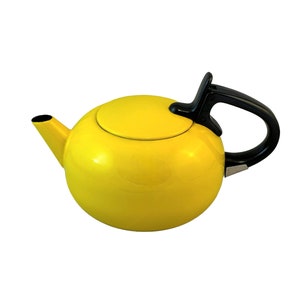 Vintage Tea Kettle, Bubble Pot, Yellow Enamel Teapot, Ben Seibel 1980