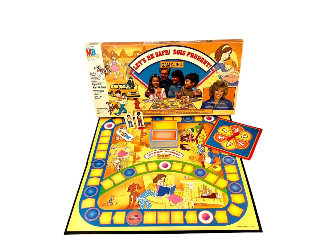 Vintage Let's Be Safe Board Game, 1980's Milton Bradley, Kids and