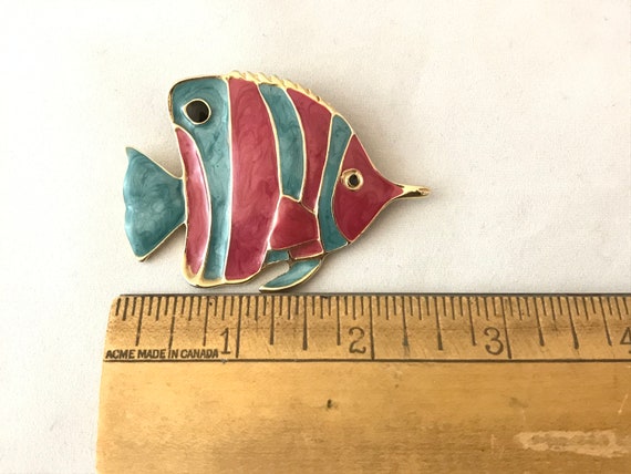 Vintage Pin, Enamel Tropical Angel Fish, Sea Crea… - image 6