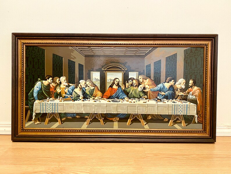 Vintage Last Supper Paint by Number Painting LARGE Completed Etsy