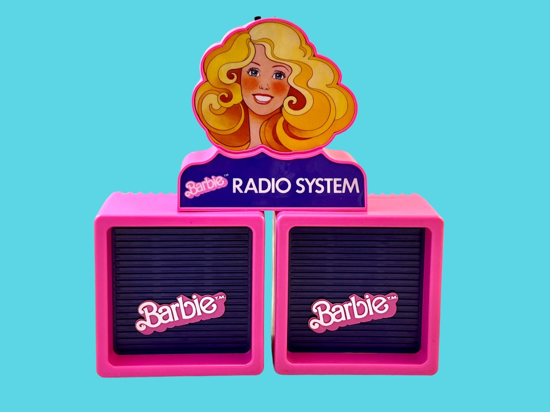 Vintage Barbie Radio System, Working 1984 AMFM, Two Speakers, Pink
