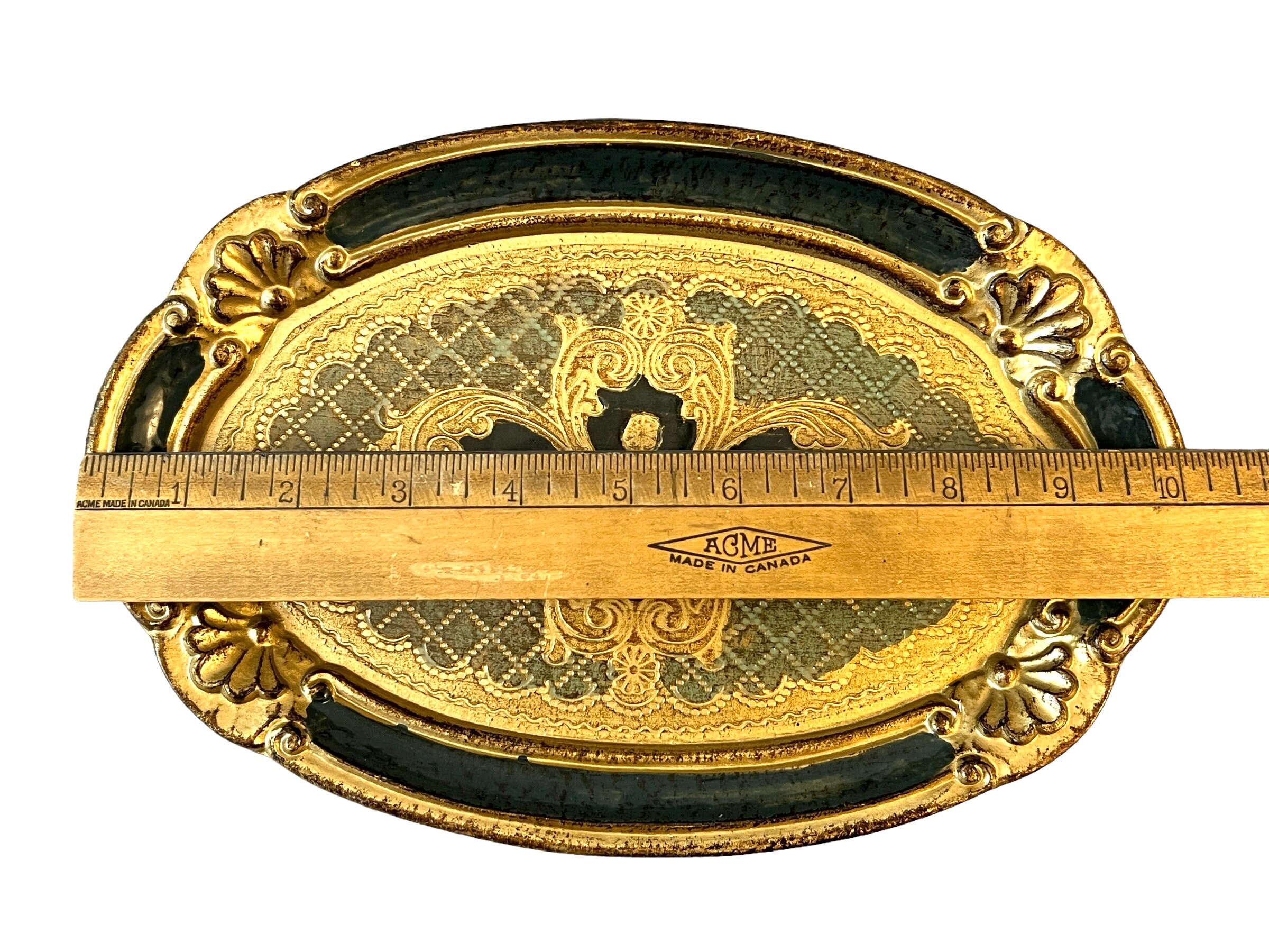 Vintage Vanity Tray Firenze Italy Florentine Ornate Green Etsy