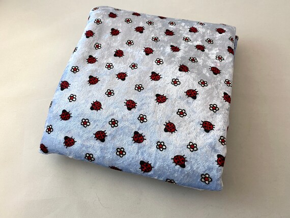 Vintage Fabric Velour Ladybug Daisy Flower Print Soft Minky | Etsy
