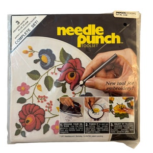 Vintage Needle Punch Embroidery Tool, Original 1970's Craft