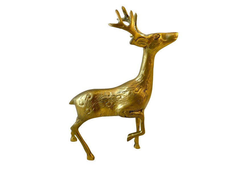Vintage Brass Deer Figurines Mid Century Woodland Creature Etsy