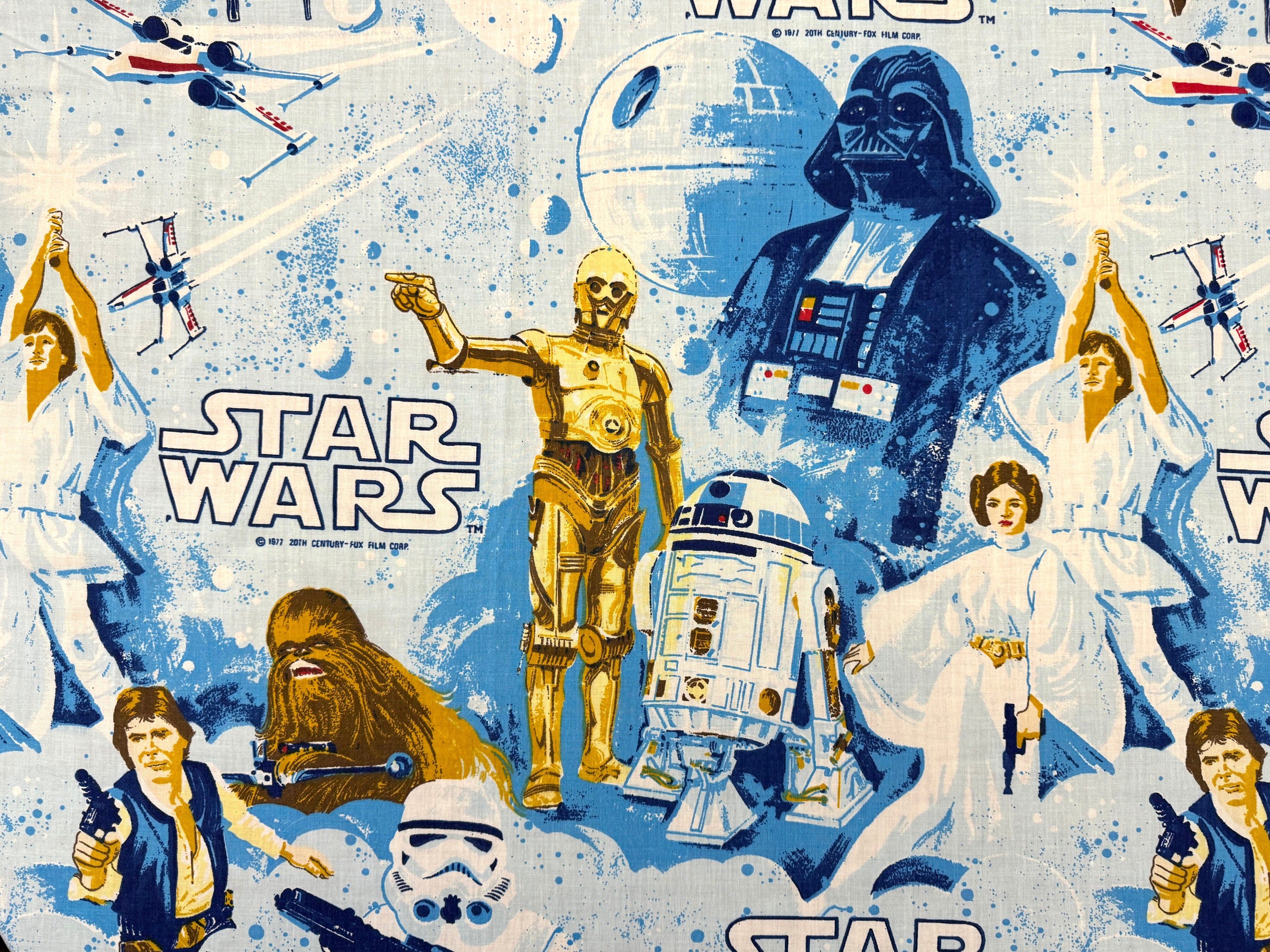 【1977年】スターウォーズ　ヴィンテージ　フラットシーツ Vintage Star Wars Bed Sheet, 1977 Original Twin Flat, Character