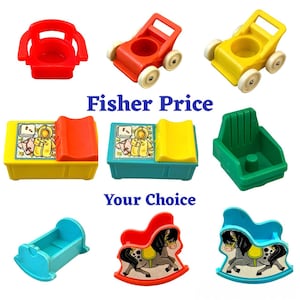 Vintage Fisher Price Little People Dollhouse Furniture, CHOOSE: Changing Table, Stroller, Crib, Playpen, Booster Seat, Rocking Cradle, Chair