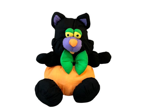 ヴィンテージ ハロウィン 猫のぬいぐるみ、カボチャのおもちゃに入った