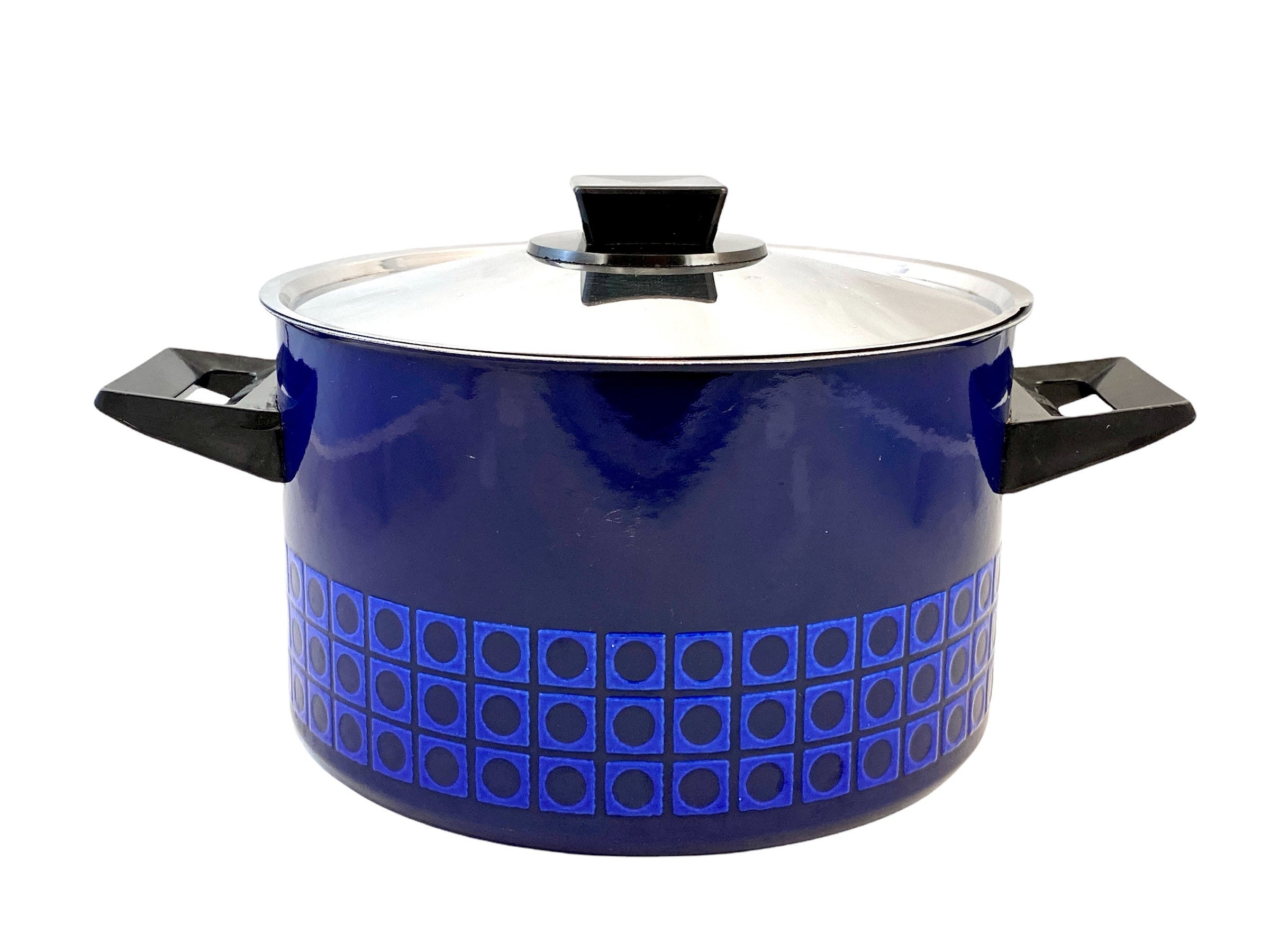 8 Quart Enamel-On-Steel Stock Pot with Glass Lid - Cobalt Blue