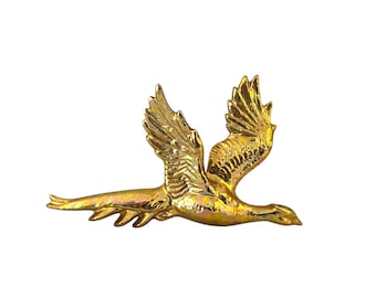 Vintage Pheasant Wall Plaque, Gold Ceramic Bird Wall Hanging, Rustic Mid Century Kitschy, Lodge Decor