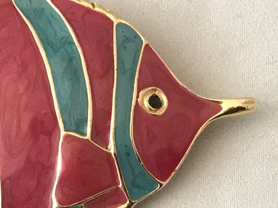 Vintage Pin, Enamel Tropical Angel Fish, Sea Crea… - image 3