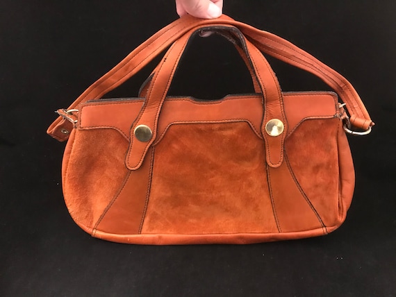 Vintage Purse, Orange Suede Mod 1960's, Go Go Leat