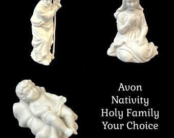 Vintage Avon Nativity Collectibles Holy Family, CHOOSE Baby Jesus, Joseph, Mary, White Porcelain Bisque, Christmas Manger Scene Figures