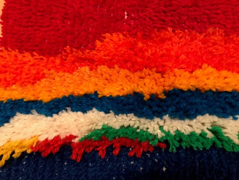 Vintage Latch Hook Wall Hanging Rainbow Color Abstract Etsy