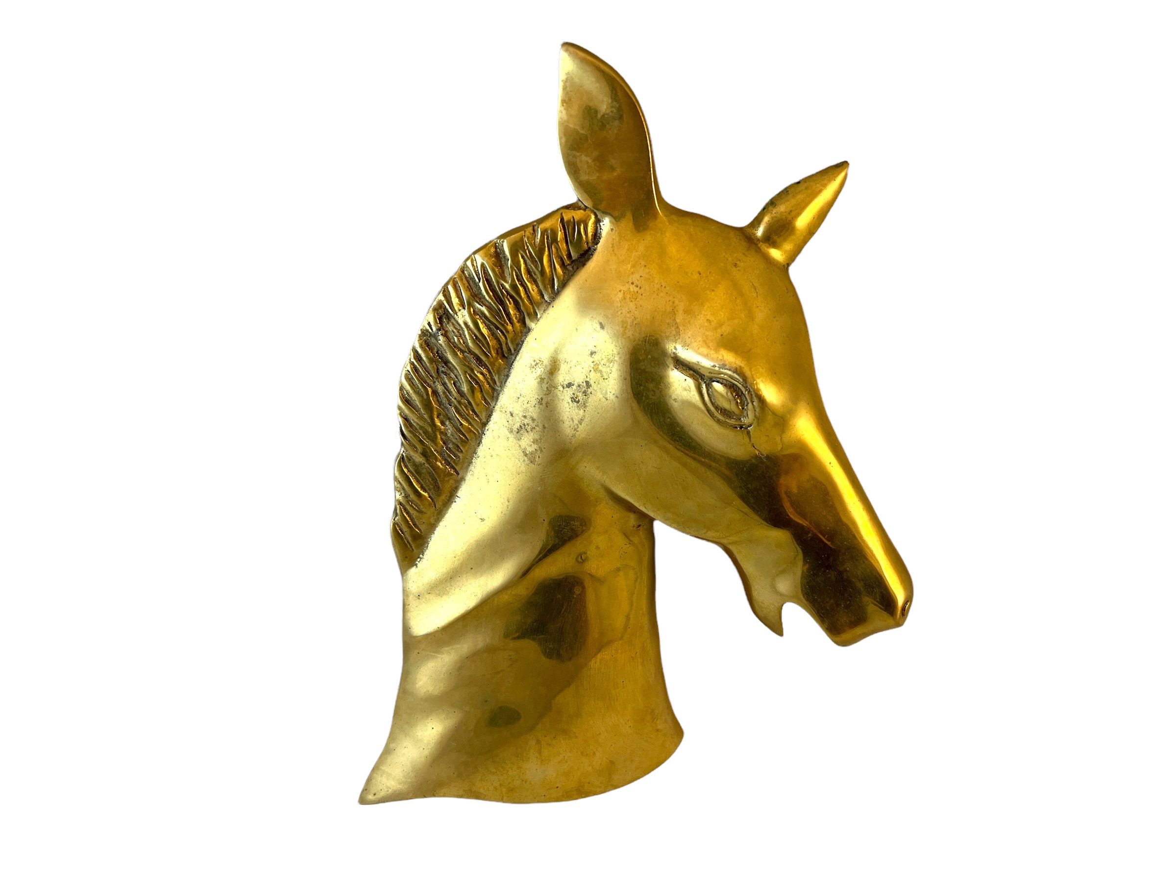Vintage Brass Horse Head Wall Hanging Large Dimensional Etsy