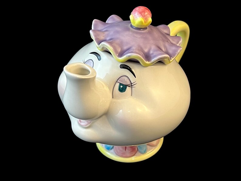 Vintage Mrs. Potts Teapot, Disney Beauty and the Beast Novelty Character Tea Pot, Original 1990's