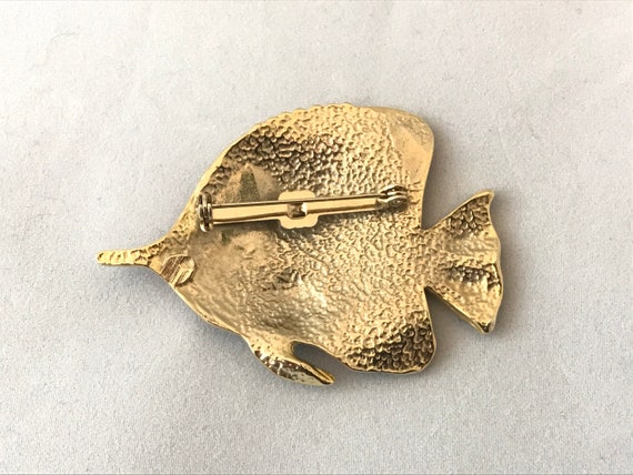 Vintage Pin, Enamel Tropical Angel Fish, Sea Crea… - image 4