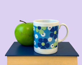 Kubek do kawy Vintage Flower Power, Mod Floral, ceramiczny, z wystrojem w stylu lat 70. XX wieku