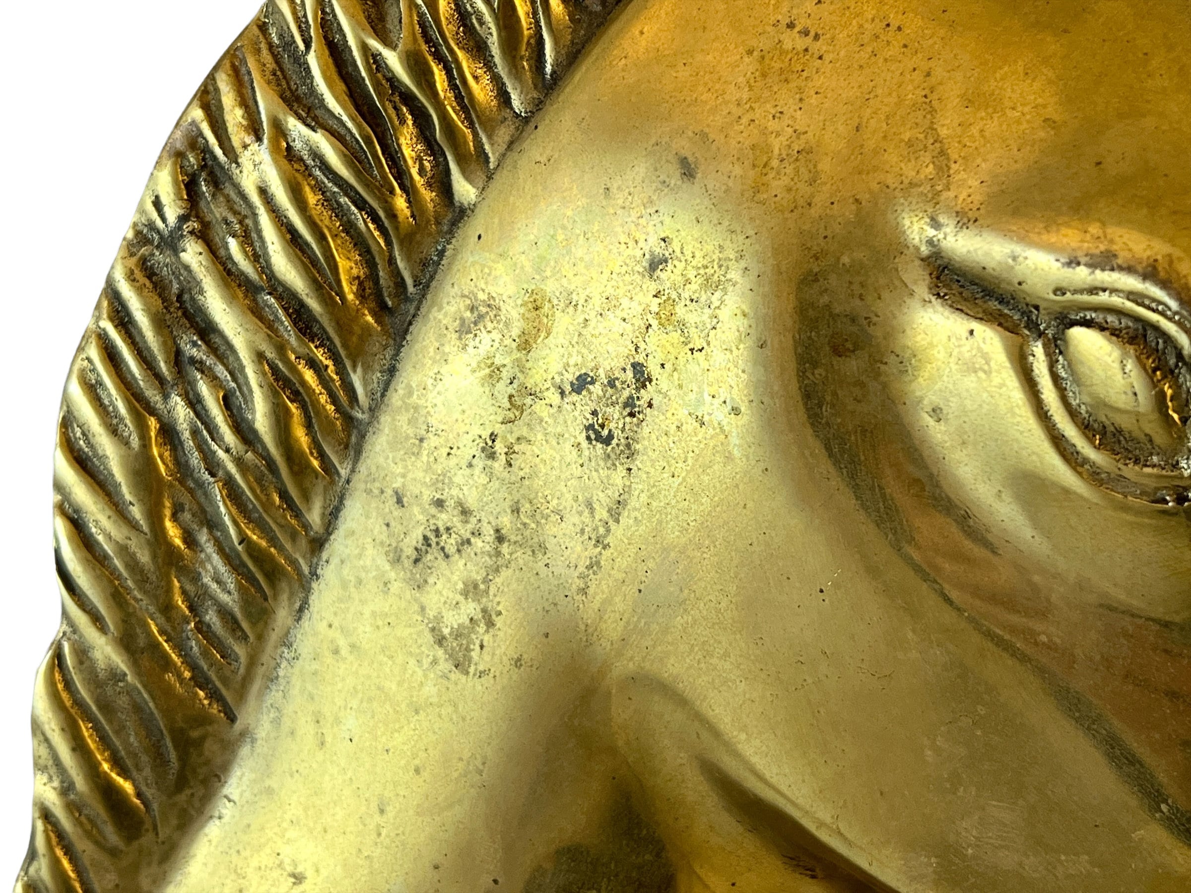 Vintage Brass Horse Head Wall Hanging Large Dimensional Etsy