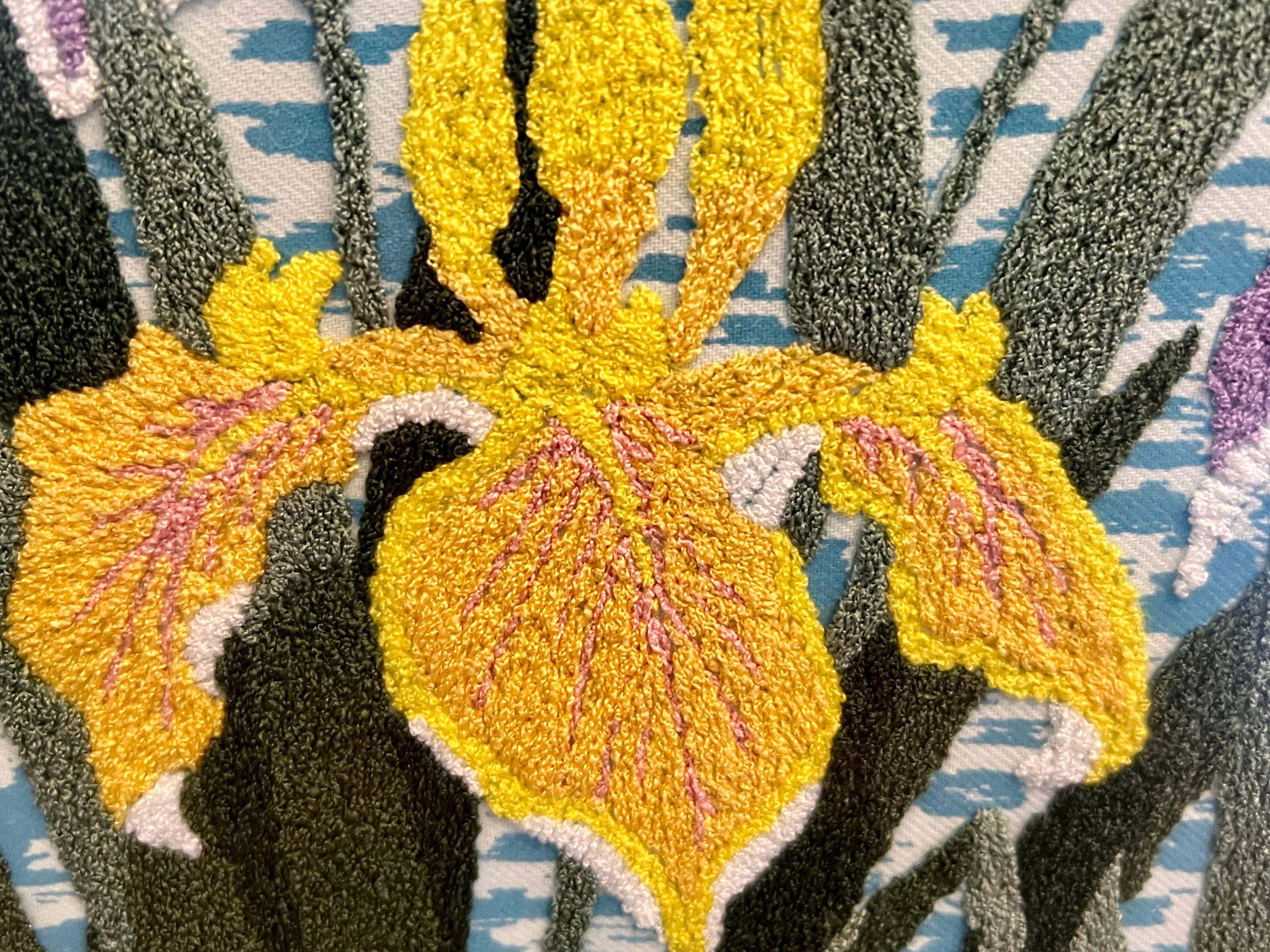 Vintage Iris Bunka Embroidery Wall Hanging Completed Framed Etsy