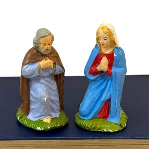 Vintage Italian Nativity Mary and Joseph Figures, Nardi Plaster Composite, Holy Family Figurines for Manger, Made in Italy, Christmas