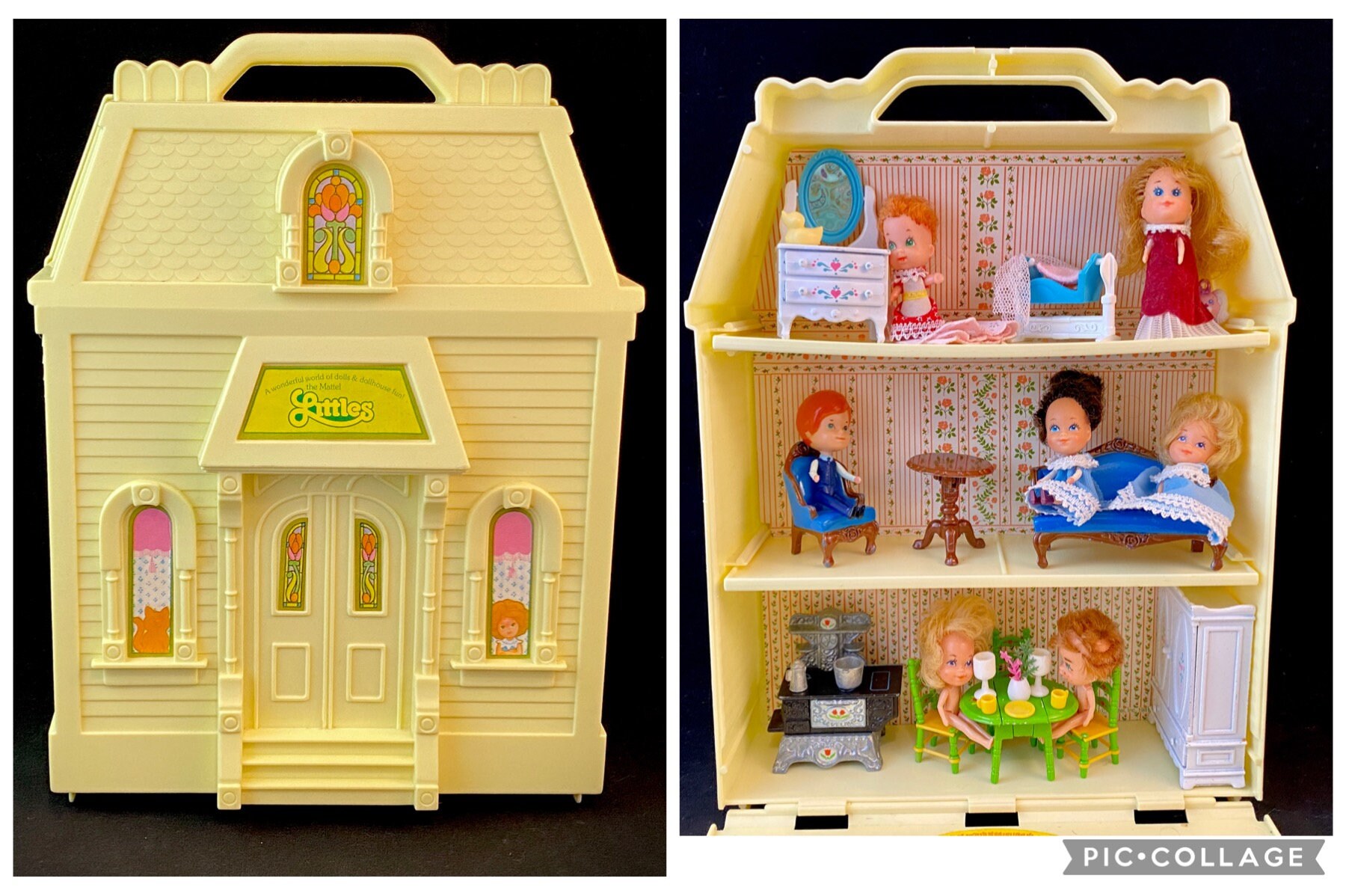 Muebles Vintage Casa De Muñecas Mattel Diecast Littles Bebé Cuna Cama Doble & 