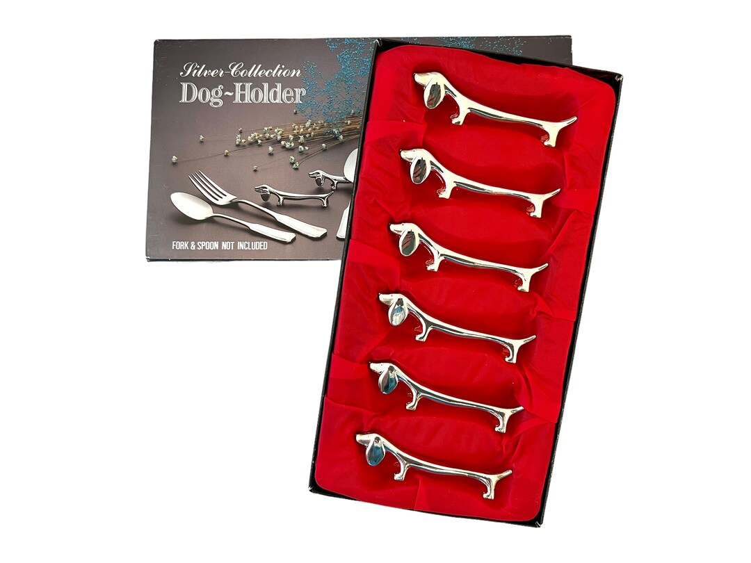 Vintage Wiener Dog Cutlery Rests, Silver Plated Knife or Chopstick