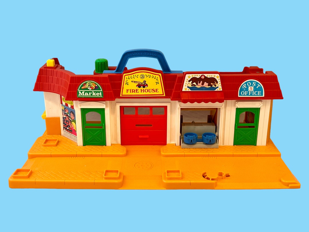 Vintage Fisher Price Play Family Village, Little People Town, Fire
