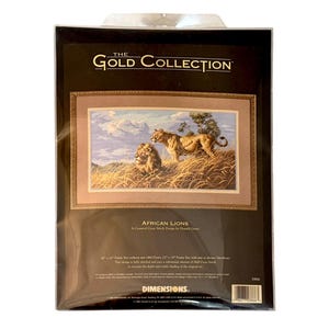Vintage 'African Lions' Counted Cross Stitch Kit, Dimensions Gold Collection