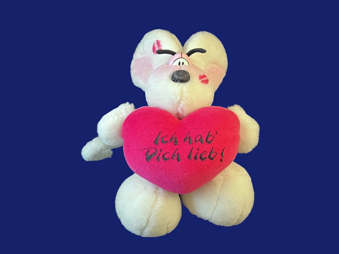 Vintage Plush Diddl Mouse Ich Hab Dich Lieb I Love You Etsy