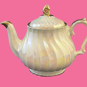 Vintage Teapot, Sadler Pearl Lustre, Opalescent Iridescent Lustreware Ceramic Tea Pot, 1950&#39;s Made in England