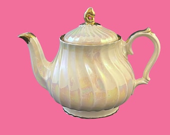 Vintage Teapot, Sadler Pearl Lustre, Opalescent Iridescent Lustreware Ceramic Tea Pot, 1950's Made in England