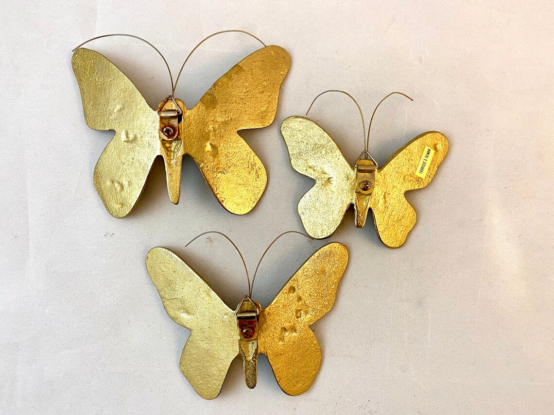 Vintage Brass Butterfly Wall Hangings Set of 3 Butterflies | Etsy