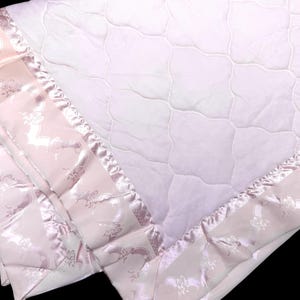 Vintage Baby Blanket, 1970&#39;s Quilted Acrylic, Pastel Pink, Girls Shower Gift, Chantex Made in USA