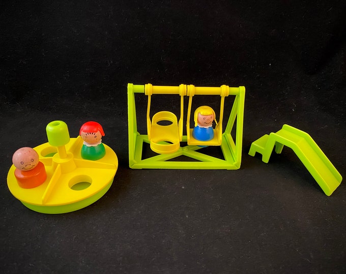 Vintage Fisher Price Playground Set Merry Go Round Swings Etsy