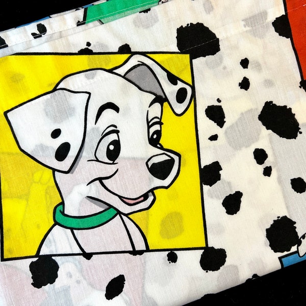 Vintage Bed Sheet, Disney 101 Dalmatians Movie, Dogs, Puppies, Twin Flat, 1990's Kids Cartoon Character Bedding