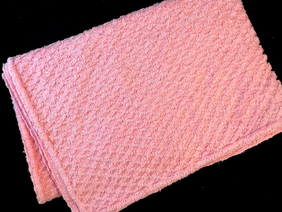 Vintage Chenille Baby Blanket Pink Diamond Pattern Girl Shower Gift Etsy Canada