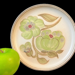Vintage Denby Troubador Salad Luncheon Plate, Floral Stoneware Made in England, 1970's Dinnerware