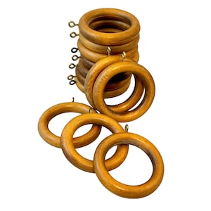 Vintage Curtain Rings, 12 Faux Wood, 1970&#39;s Boho Decor, Sew On Drapery Notions