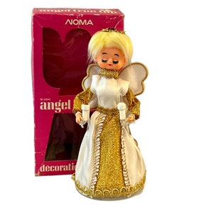 Vintage Christmas Tree Top Angel, Lighted Kitschy 1960&#39;s - 1970&#39;s Holiday Decoration, Noma, Original Box