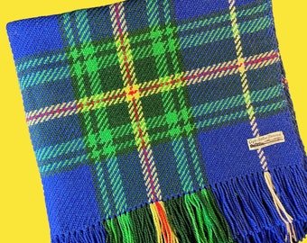 Vintage Wool Throw, Cape Breton Breacall St. Ann's Nova Scotia, Plaid Woven Lap Blanket, Fringe, Scottish Tartan, Camping, Picnics