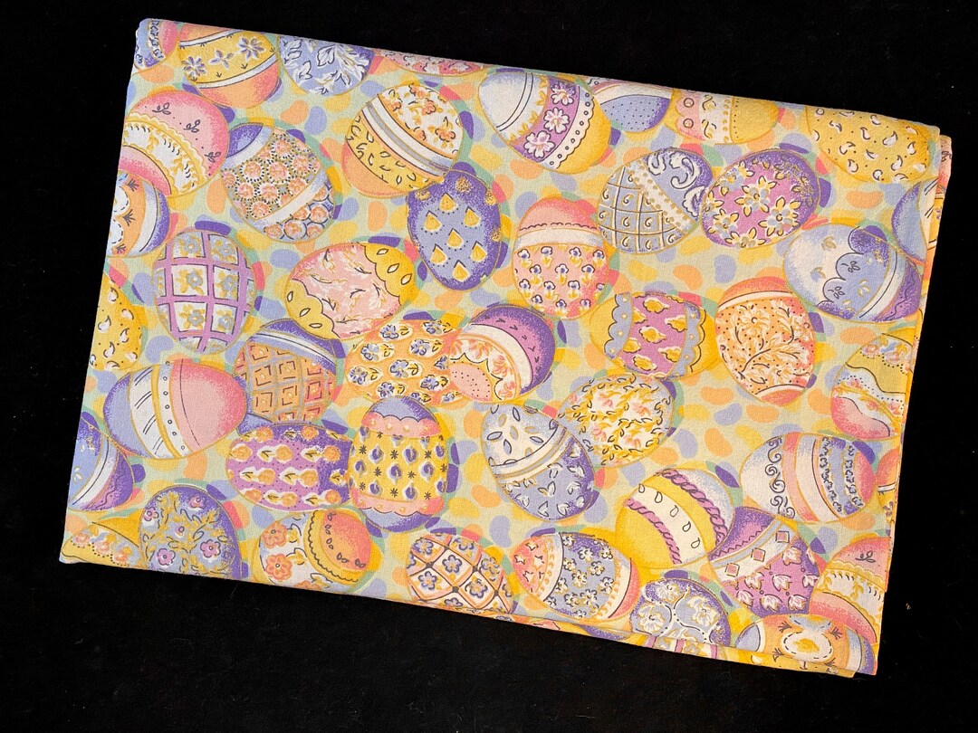Vintage Easter Tablecloth, Dyed Eggs, Pastel Egg, Spring, Rectangular