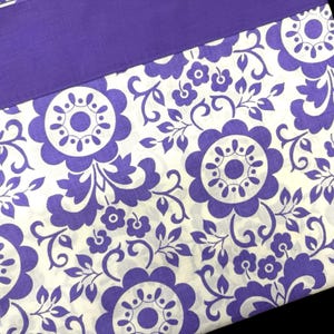 Vintage Bed Sheet, Twin Flat, Purple Floral Medallion, Sears 1970&#39;s