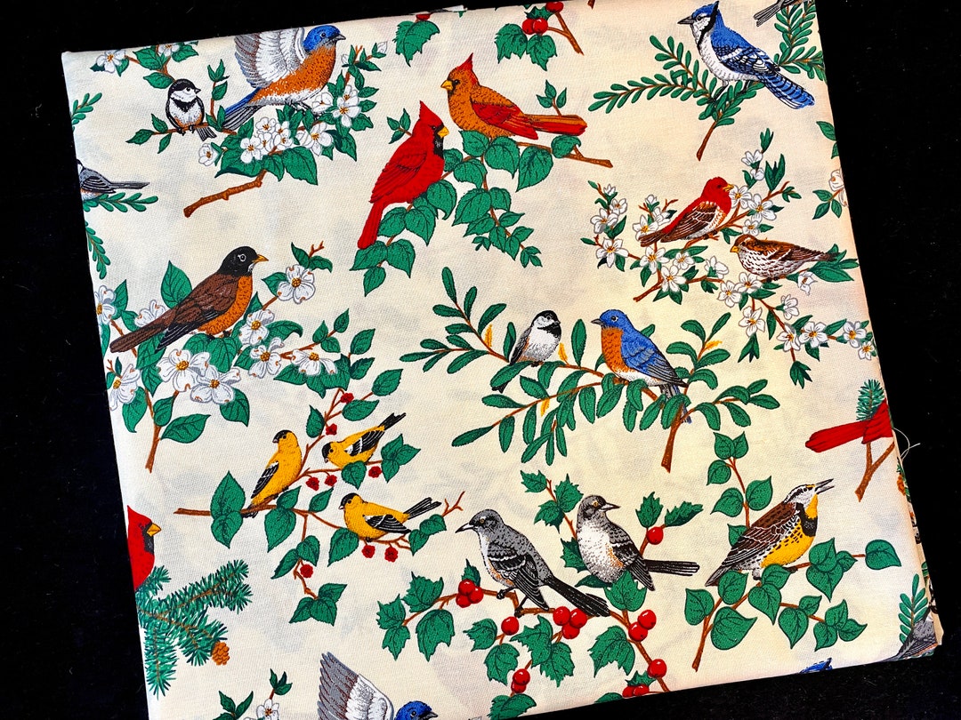 Bird Fabric Songbird Quilting Cotton Birds Print Poplin - Etsy