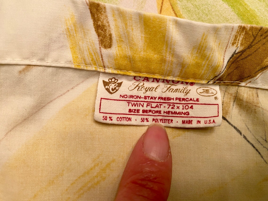 Vintage Bed Sheet Twin Flat Cotton Poly Mod Yellow and Etsy