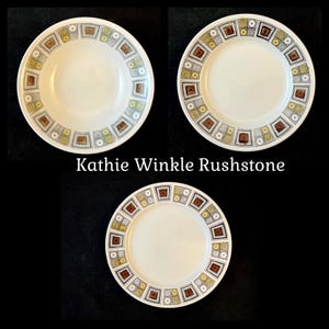Vintage Kathie Winkle Rushstone Dishes, Your Choice: Bowls, Side, Dinner Plates, Broadhurst Ironstone, Made in England, Midcentury Modern